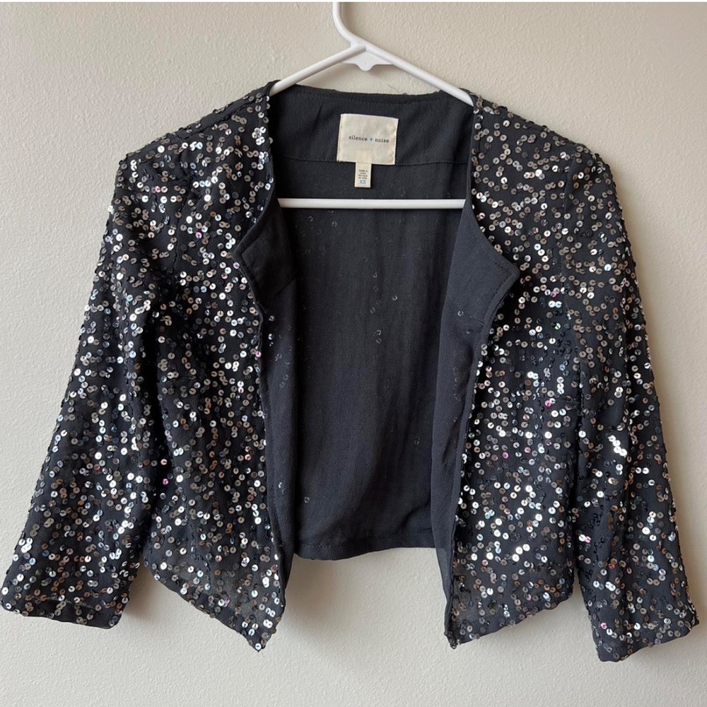 Urban Outfitters Silence + Noise Sequin Grey Silver Cardigan Women's SMALL